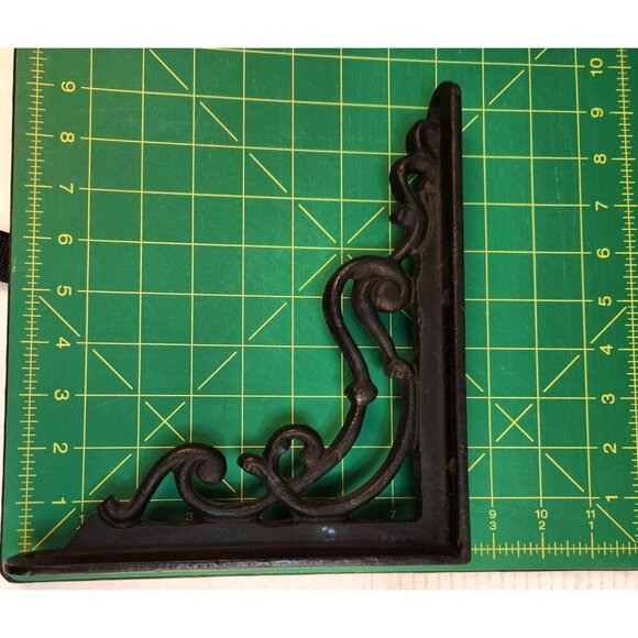 Decorative Black Cast Iron Wall Bracket 7" X 7" Rustic Design For Shelf Support - Picture 4 of 5